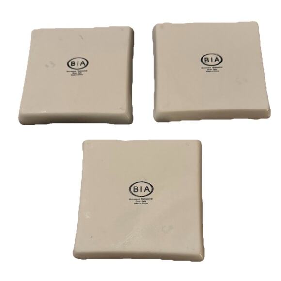 BIA Holiday Plates Set of 3 Square Happy Holidays Word Art Christmas Appetizer - Picture 8 of 8